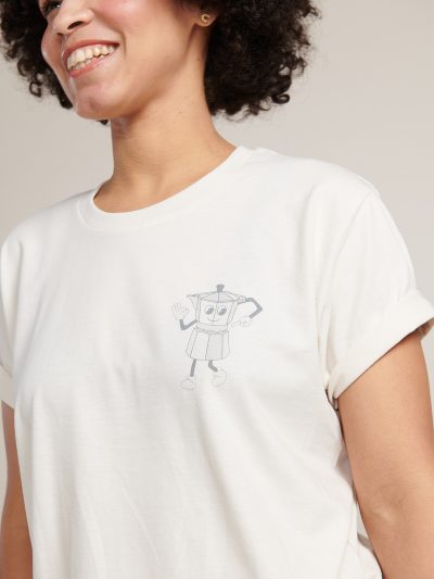 Animated moka pot character t-shirt