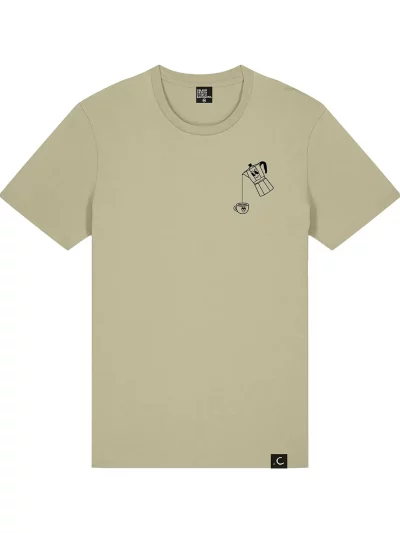 Sage t-shirt with coffee maker illustration print