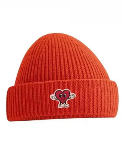 HAPPY HEART beanie coral red