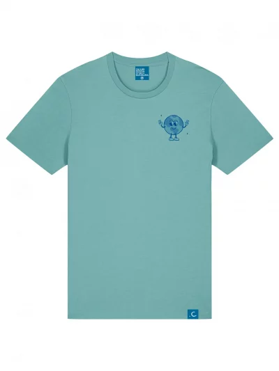 THINK GLOBAL camiseta orgánica unisex (azul verdoso)